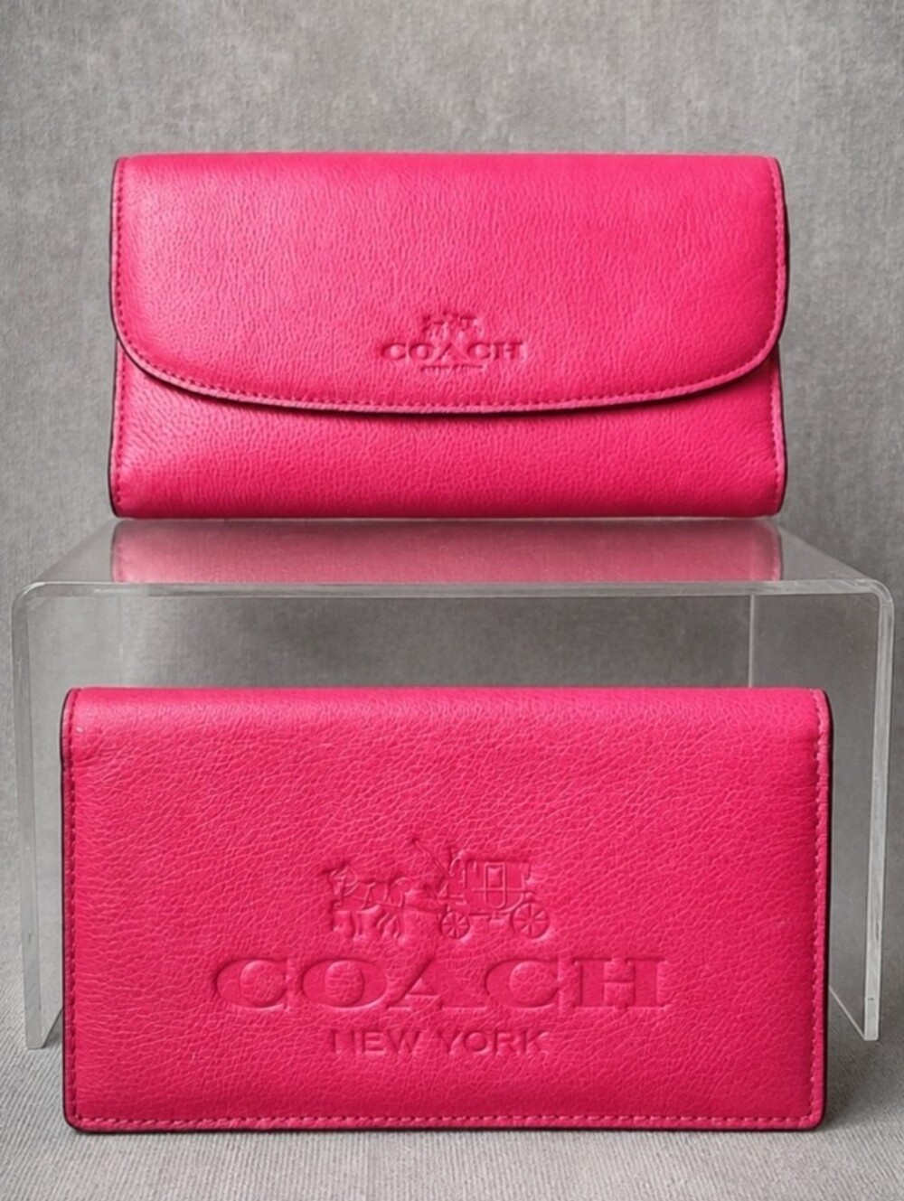 Pink Coach Wallet and Checkbook Cover Pebbles Leather *Peeling Leather* FLAW